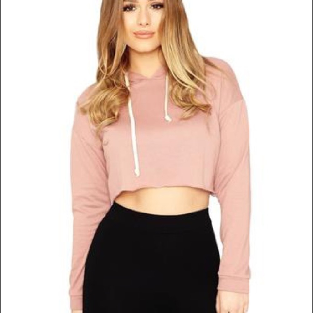 NAKED WARDROBE Cropped Mauve Hoodie Sz S
